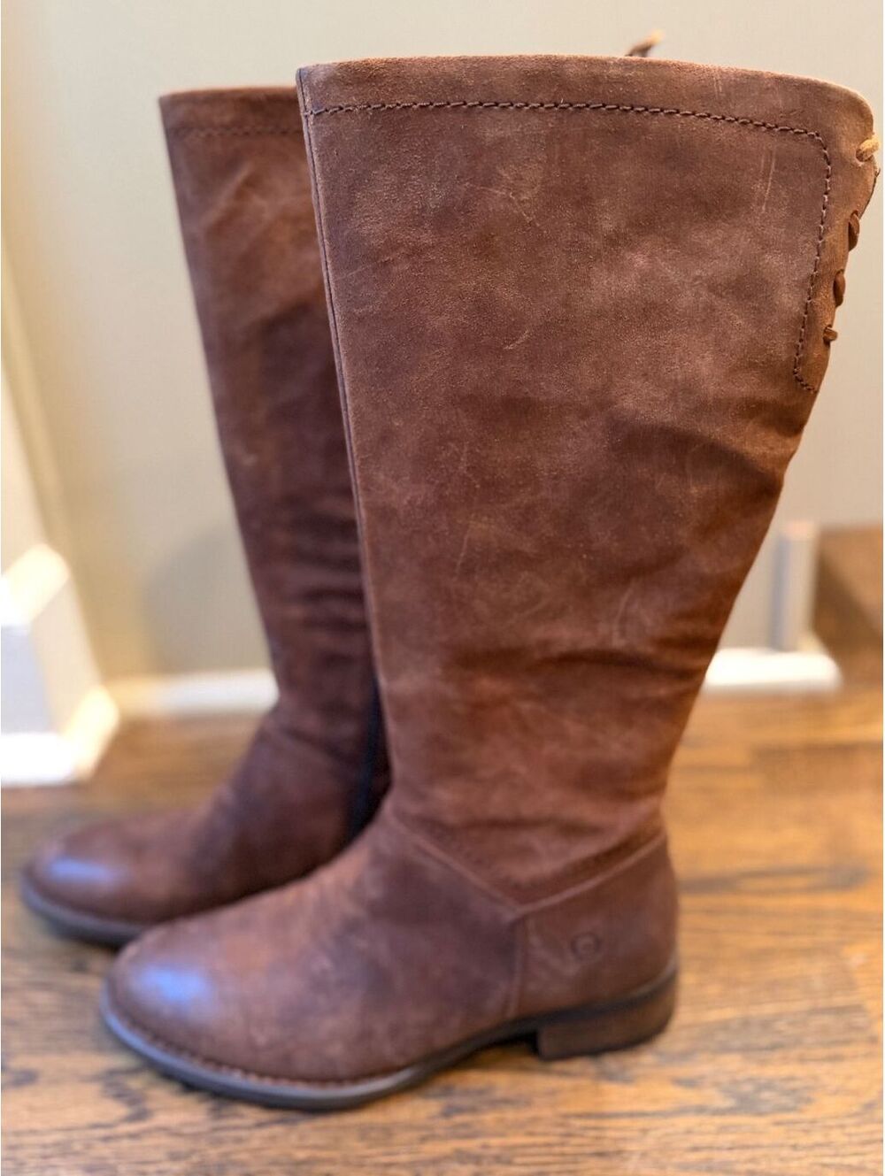 Born Hayden Women's Knee High Distressed Suede Boots Rust Tobacco Sz 8 NWOT